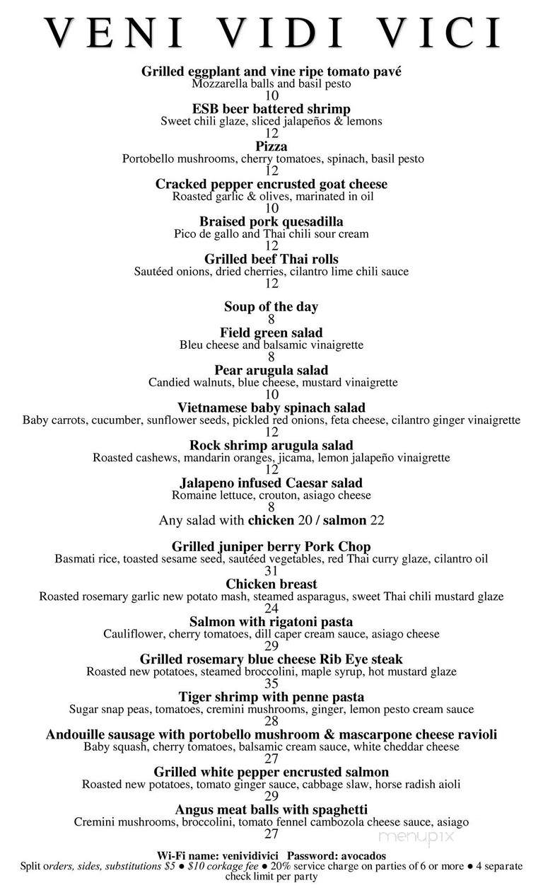 Veni Vidi Vici - Fresno, CA menu_pic