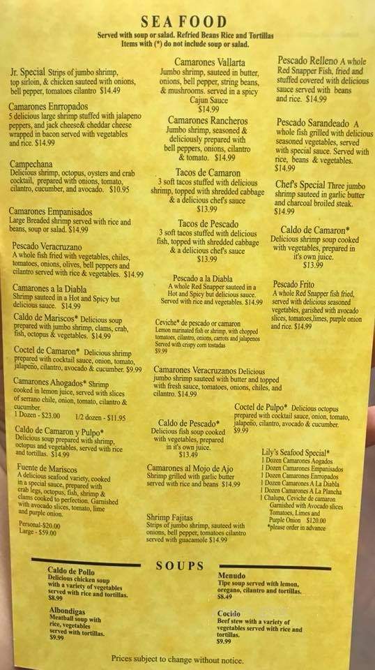 Lily's Cafe - Fresno, CA menu_pic