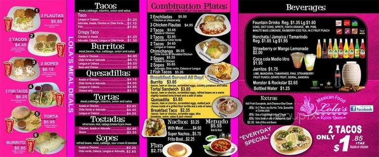 Lola's Rico Taco - Fresno, CA menu_pic