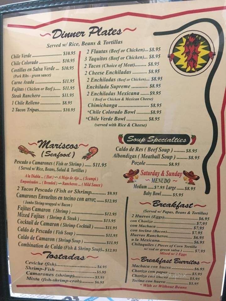 El Jacalito - Porterville, CA menu_pic