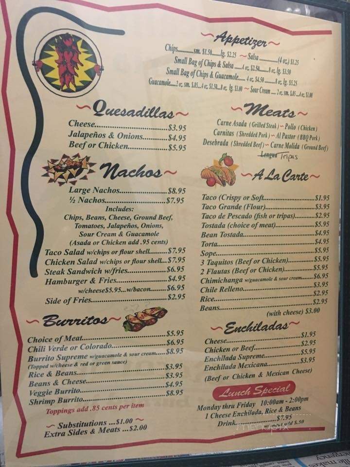 El Jacalito - Porterville, CA menu_pic