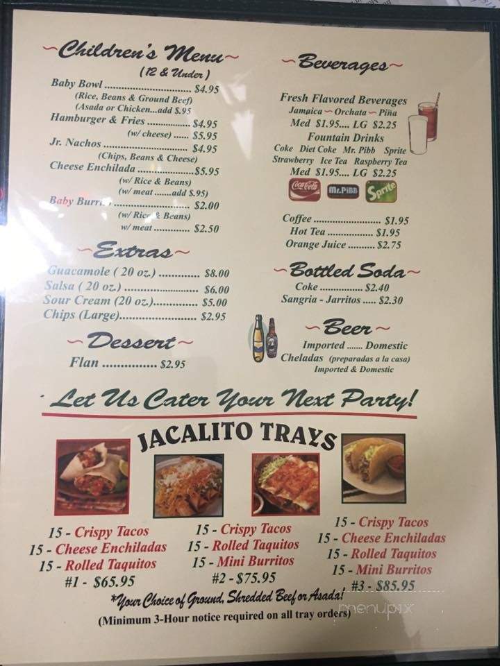 El Jacalito - Porterville, CA menu_pic