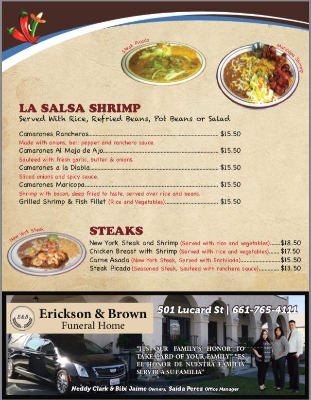 La Salsa Tex Mex Mexican - Taft, CA menu_pic