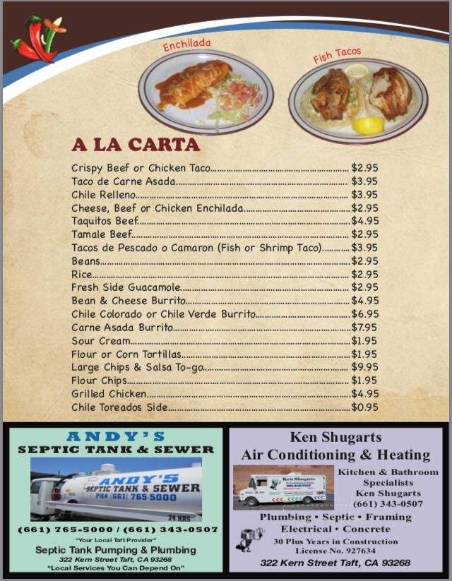 La Salsa Tex Mex Mexican - Taft, CA menu_pic