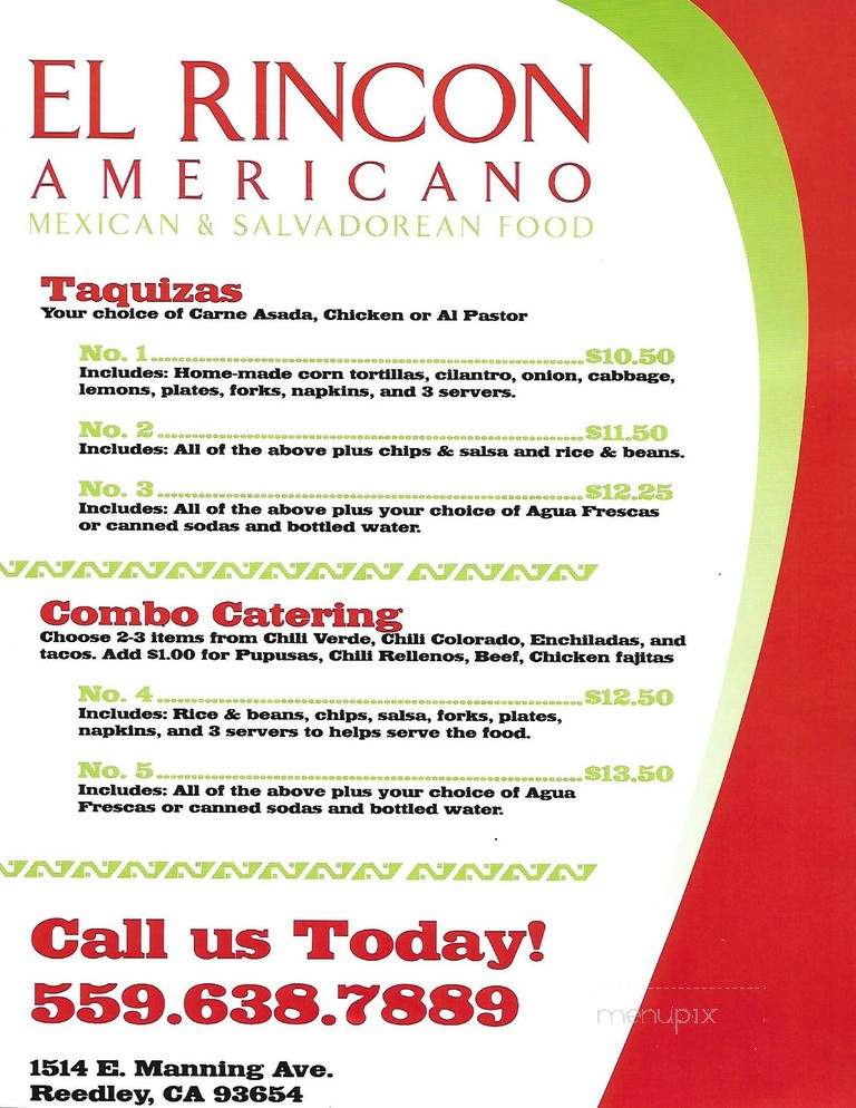 El Rincon De America - Reedley, CA menu_pic