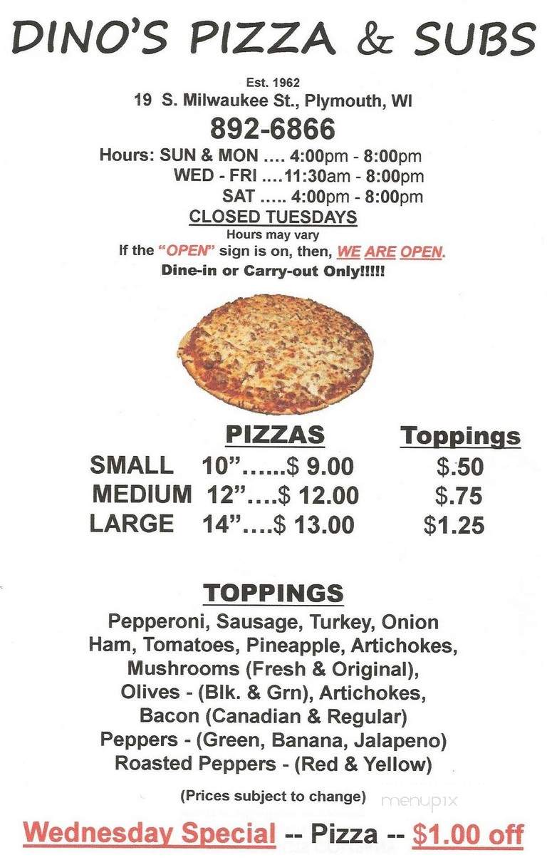 Dino's Pizza - Dinuba, CA menu_pic