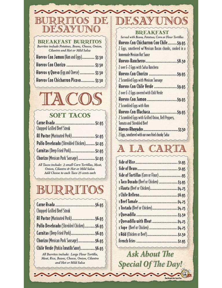 Taqueria Tepatitlan - Ventura, CA menu_pic