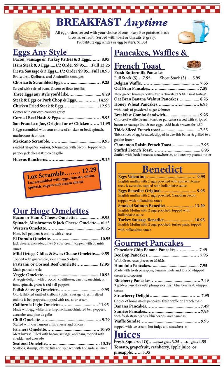 Busy Bee Cafe - Ventura, CA menu_pic