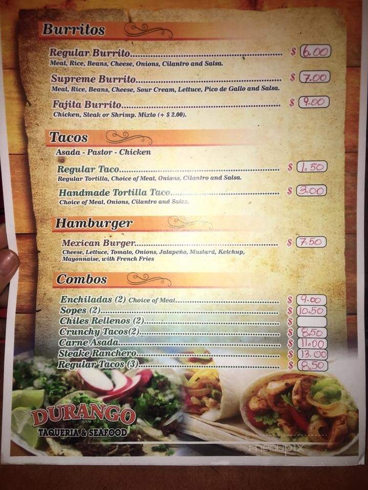 Taqueria Durango - Bakersfield, CA menu_pic