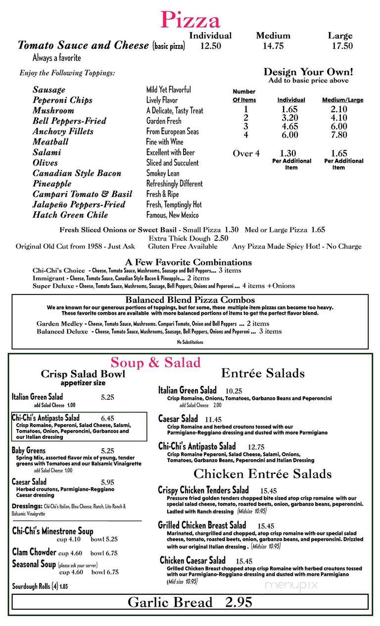 Chi Chi's Pizza - Saugus, CA menu_pic