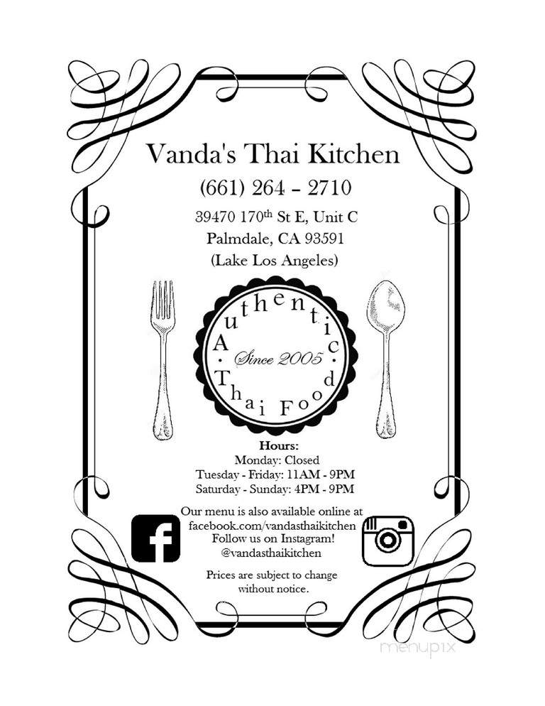 Vanda's Thai Kitchen - Palmdale, CA menu_pic