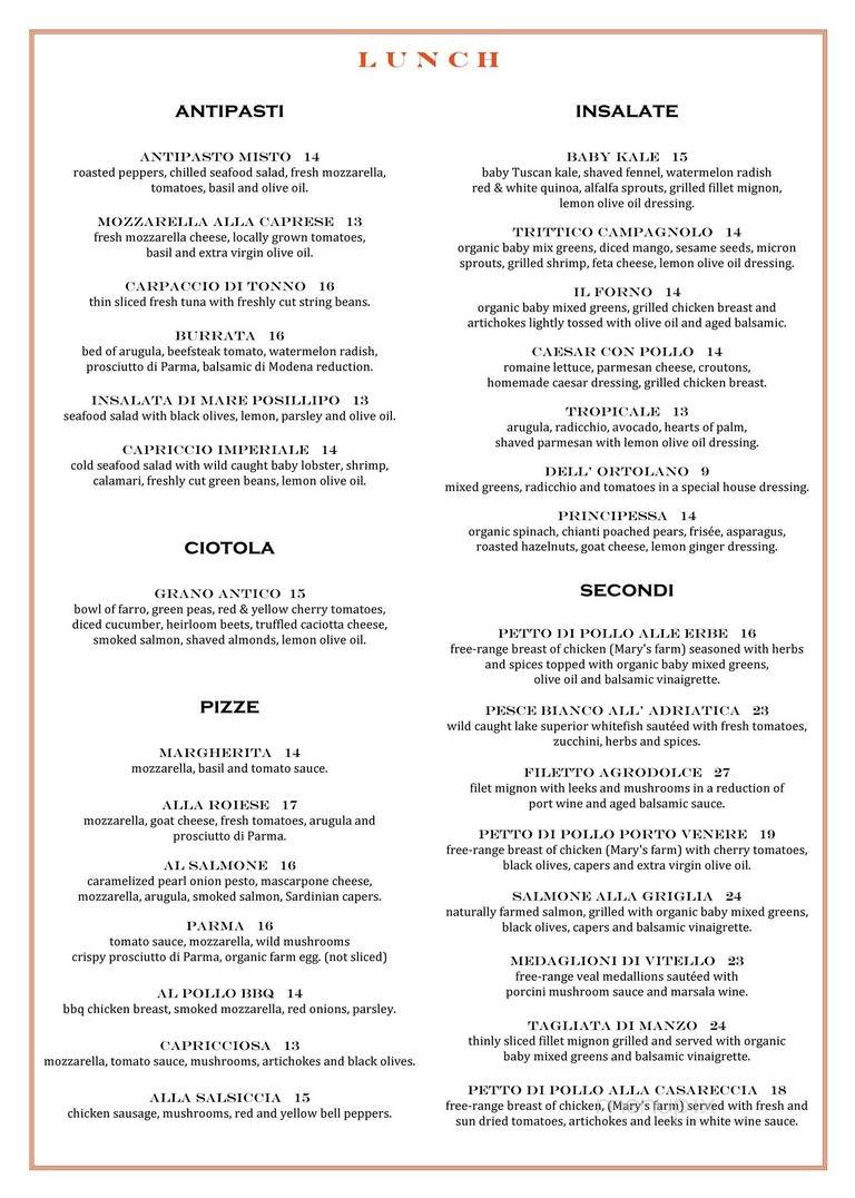 Il Forno To Go - Santa Monica, CA menu_pic