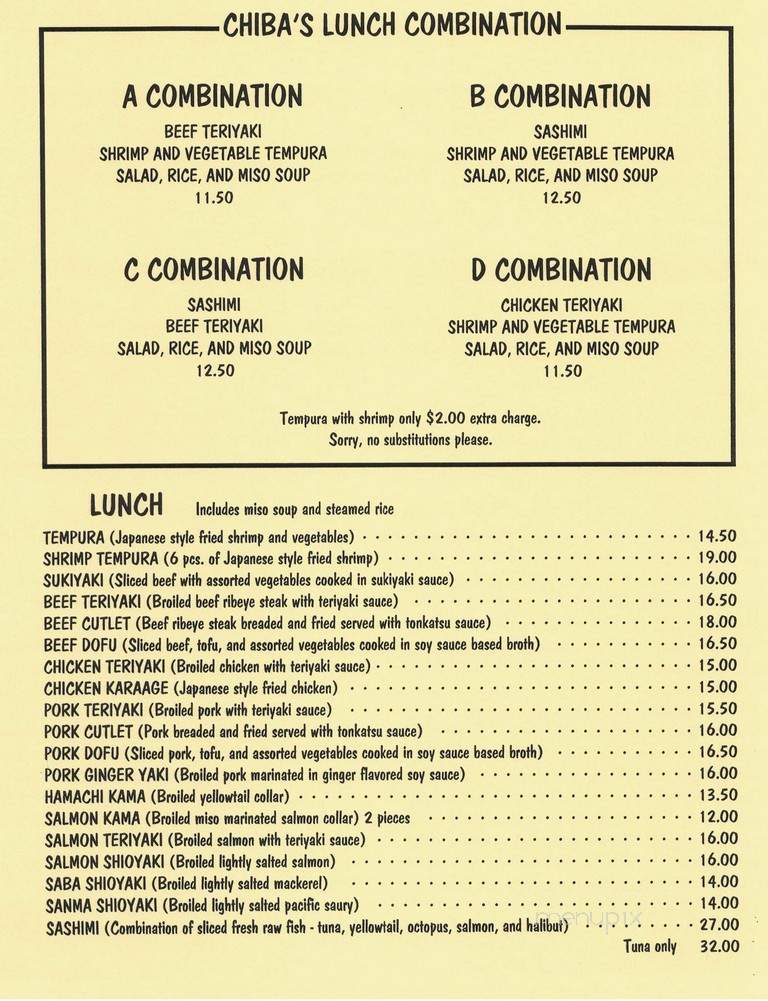 Chiba Japanese - North Hollywood, CA menu_pic