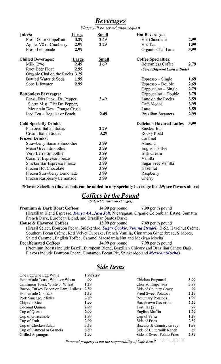 Cafe Brazil - Culver City, CA menu_pic