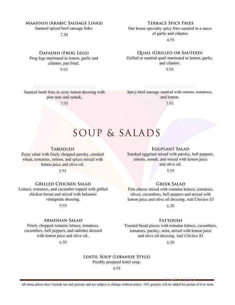 Terrace Restaurant - West Hollywood, CA menu_pic