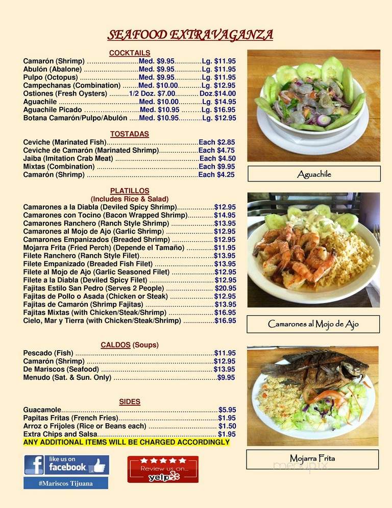 Mariscos Tiajuana - Hawthorne, CA menu_pic