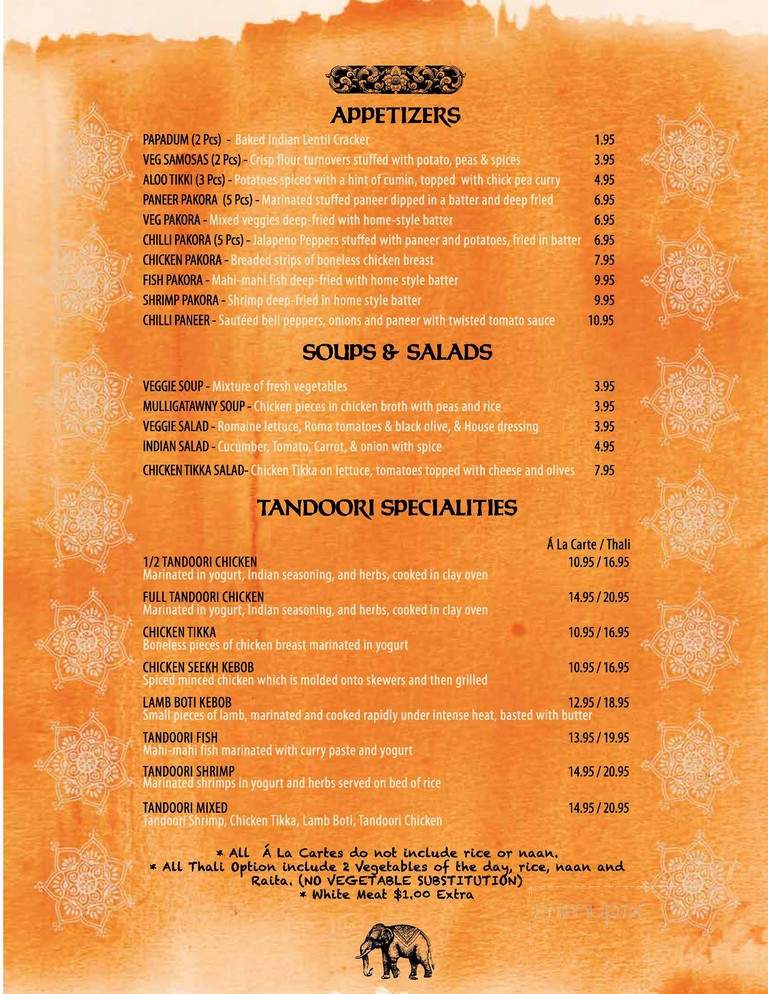 Crown Of India - Los Angeles, CA menu_pic