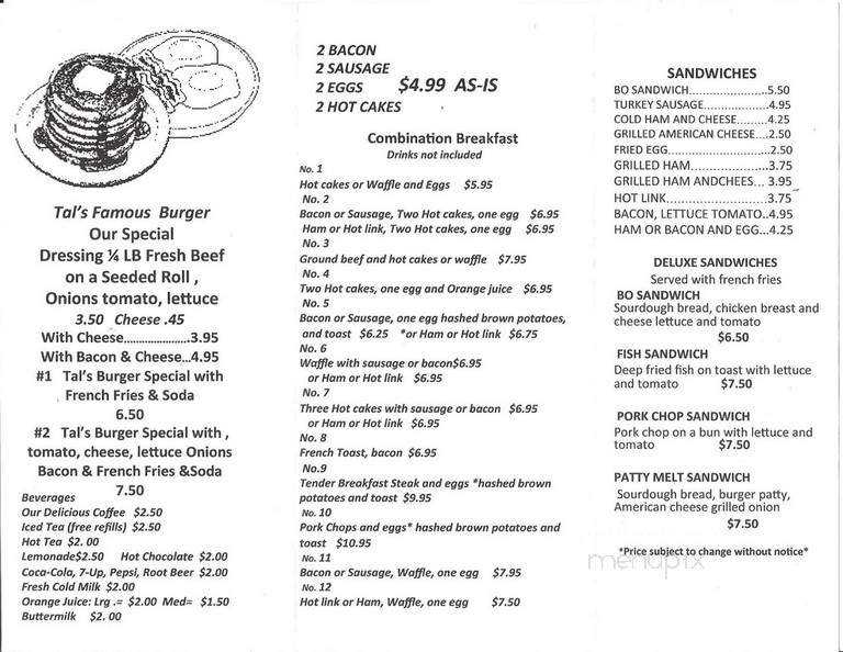 Tal's Cafe - Los Angeles, CA menu_pic