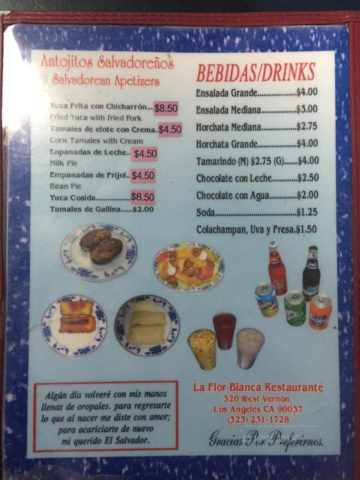 Flor Blanca Restaurant - Los Angeles, CA menu_pic