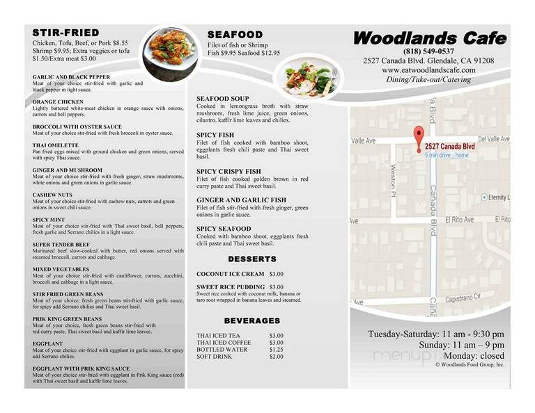 Woodlands Cafe - Glendale, CA menu_pic