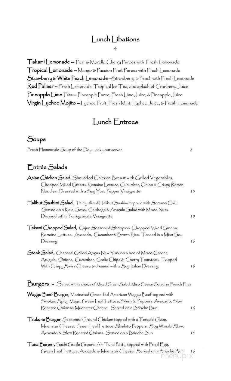 Takami Sushi & Robata - Los Angeles, CA menu_pic