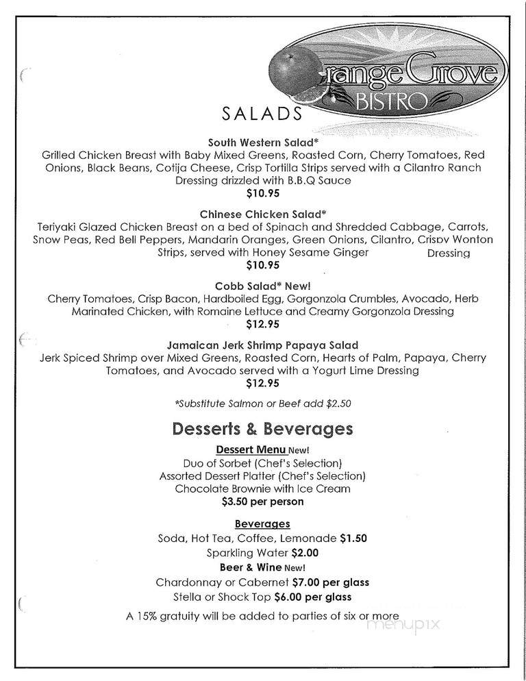 Orange Grove Bistro - Northridge, CA menu_pic