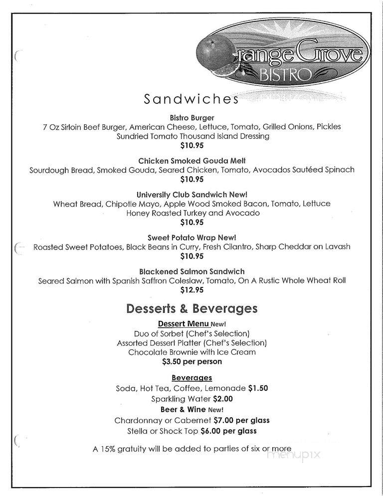 Orange Grove Bistro - Northridge, CA menu_pic