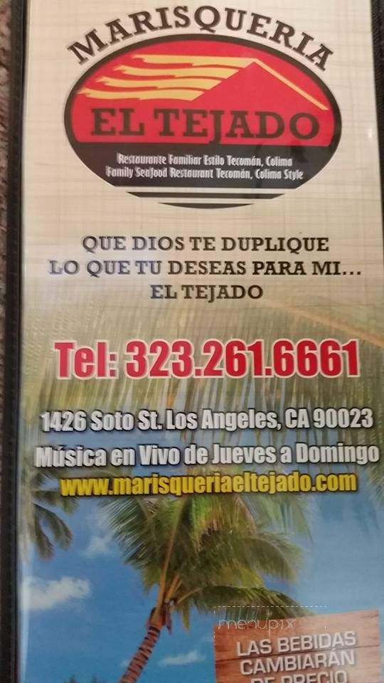 El Tejado - Los Angeles, CA menu_pic