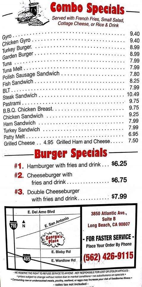 Georgie's Place - Long Beach, CA menu_pic