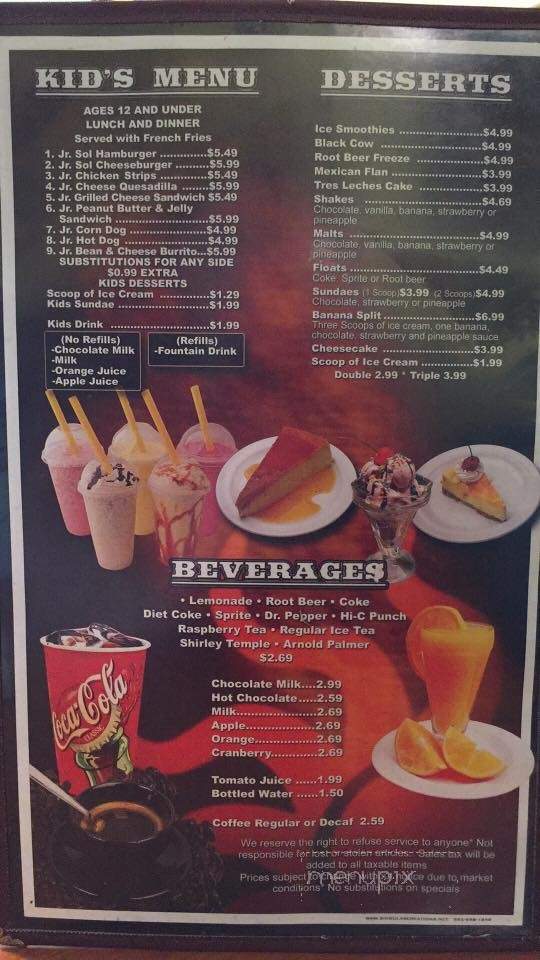 Cafe Del Sol - Los Alamitos, CA menu_pic