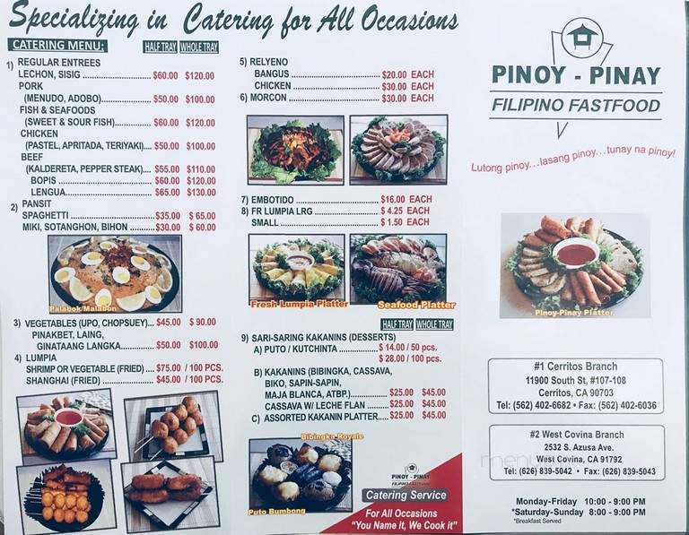 Pinoy Pinay Filipino Restaurant - West Covina, CA menu_pic