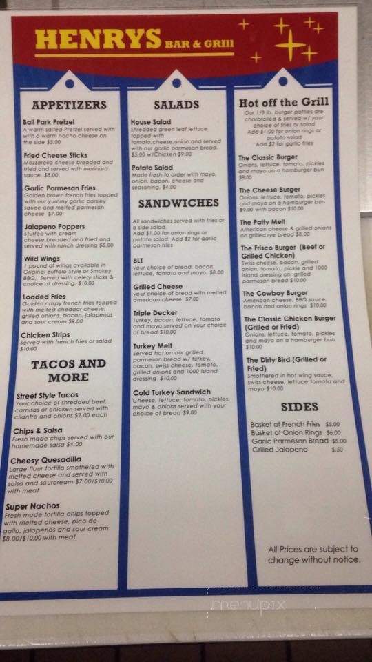 Henry's Restaurant - Garden Grove, CA menu_pic