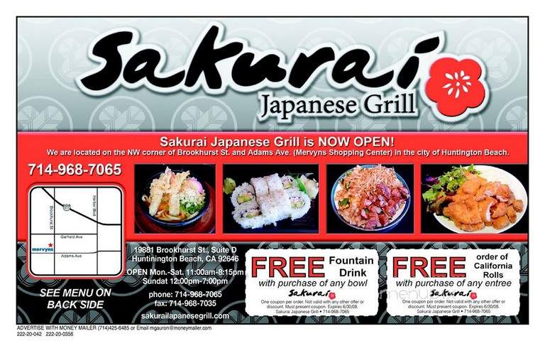 Sakurai Japanese Grill - Huntington Beach, CA menu_pic