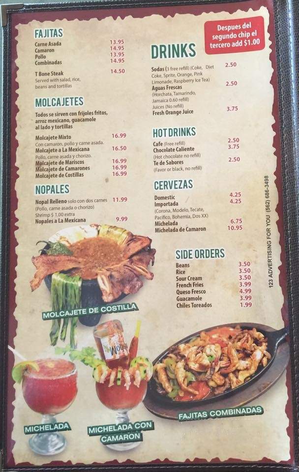 El Llano Restaurant - Baldwin Park, CA menu_pic