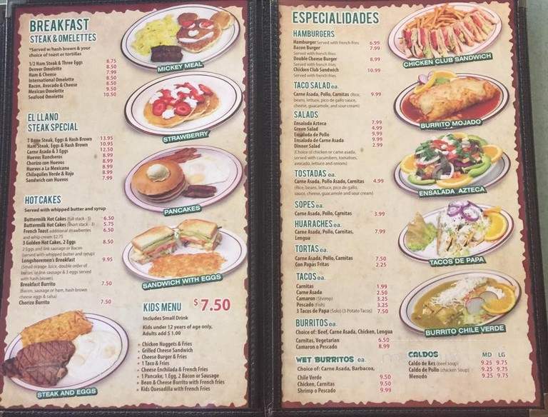 El Llano Restaurant - Baldwin Park, CA menu_pic