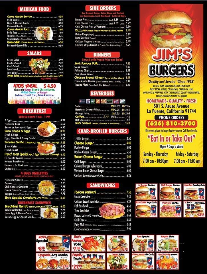 Jim's Burgers - La Puente, CA menu_pic