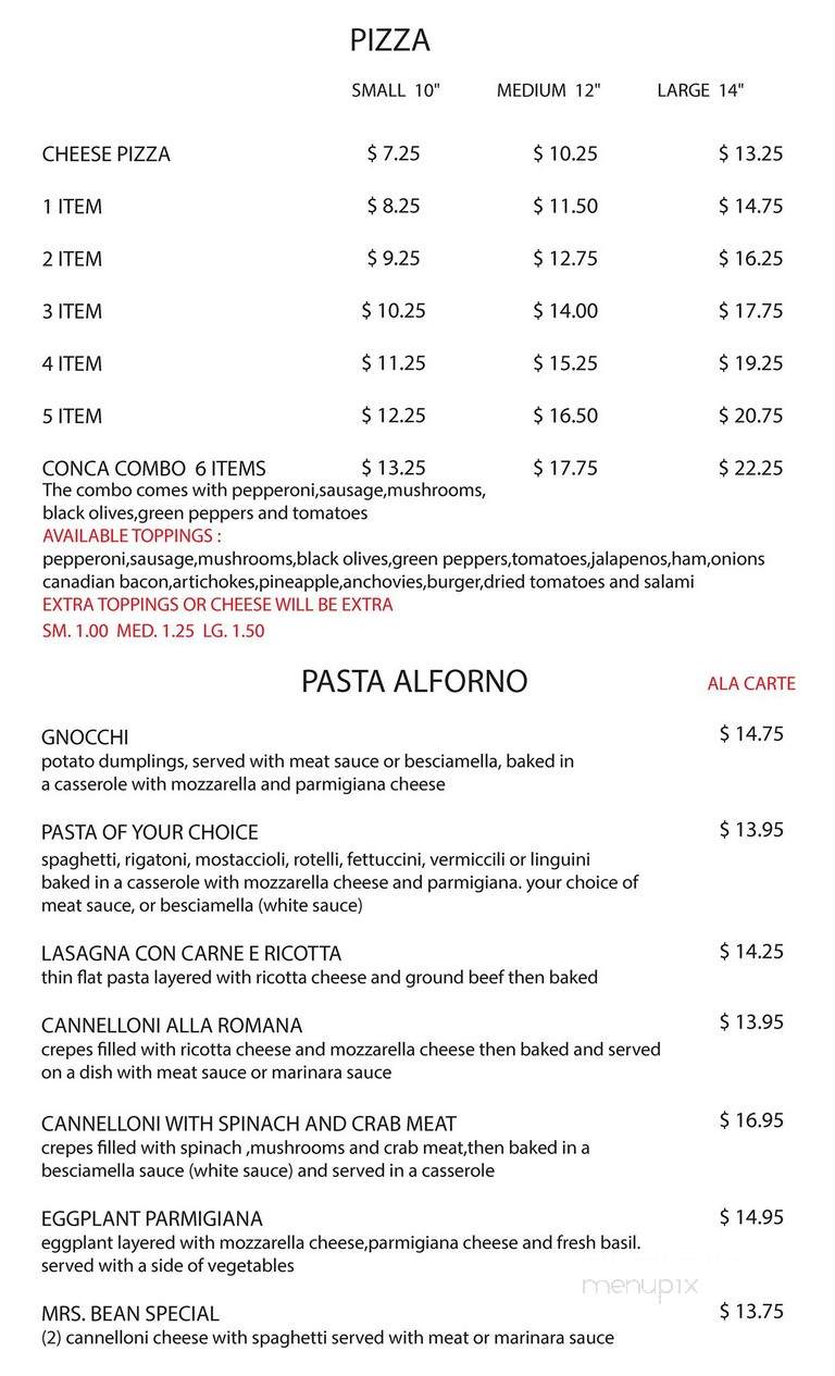 Conca D'Oro Italian - Orange, CA menu_pic