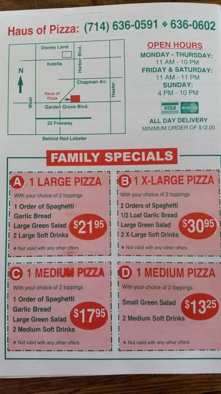 Haus Of Pizza - Garden Grove, CA menu_pic