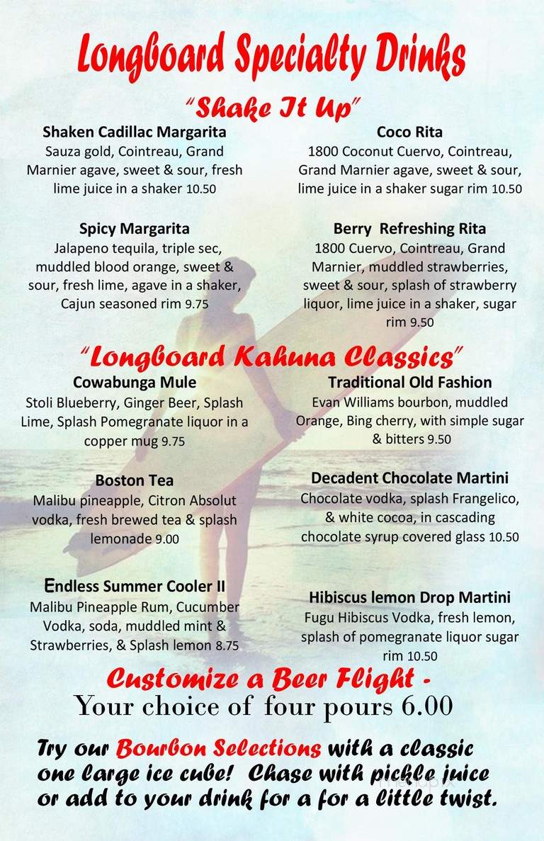 Longboard Restaurant & Pub - Huntington Beach, CA menu_pic