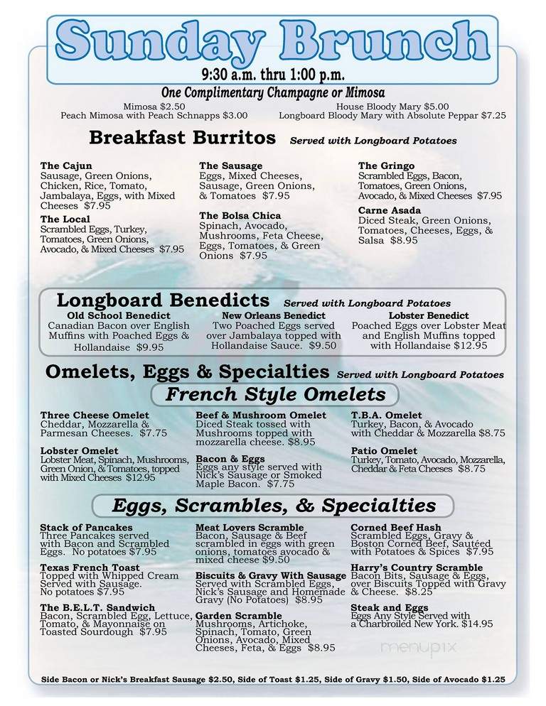 Longboard Restaurant & Pub - Huntington Beach, CA menu_pic