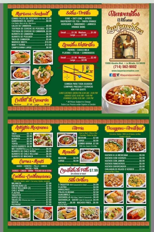 Taqueria Las Comadres - La Mirada, CA menu_pic