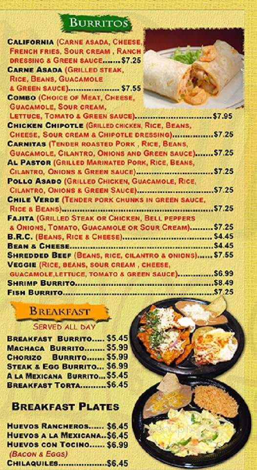 El Ranchito Mexican Restaurant - Santa Ana, CA menu_pic
