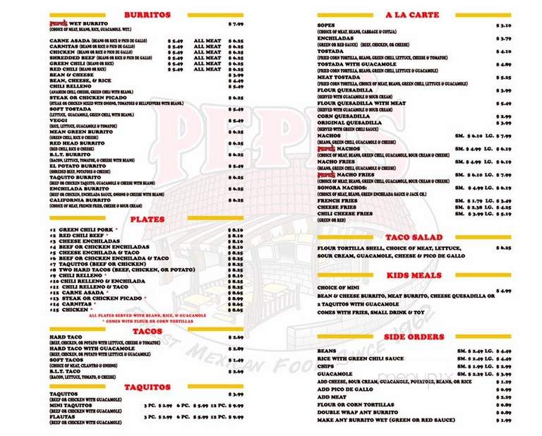 Pepe's Finest Mexican Food - Fullerton, CA menu_pic