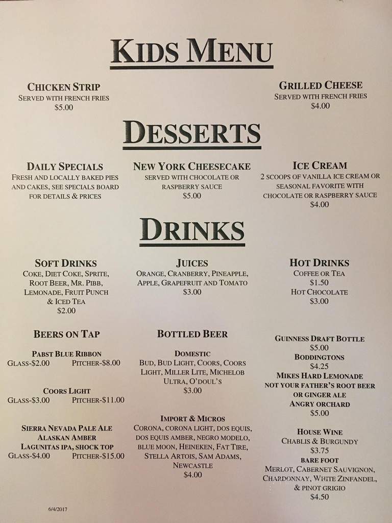 Rhino's Bar & Grille - Bridgeport, CA menu_pic