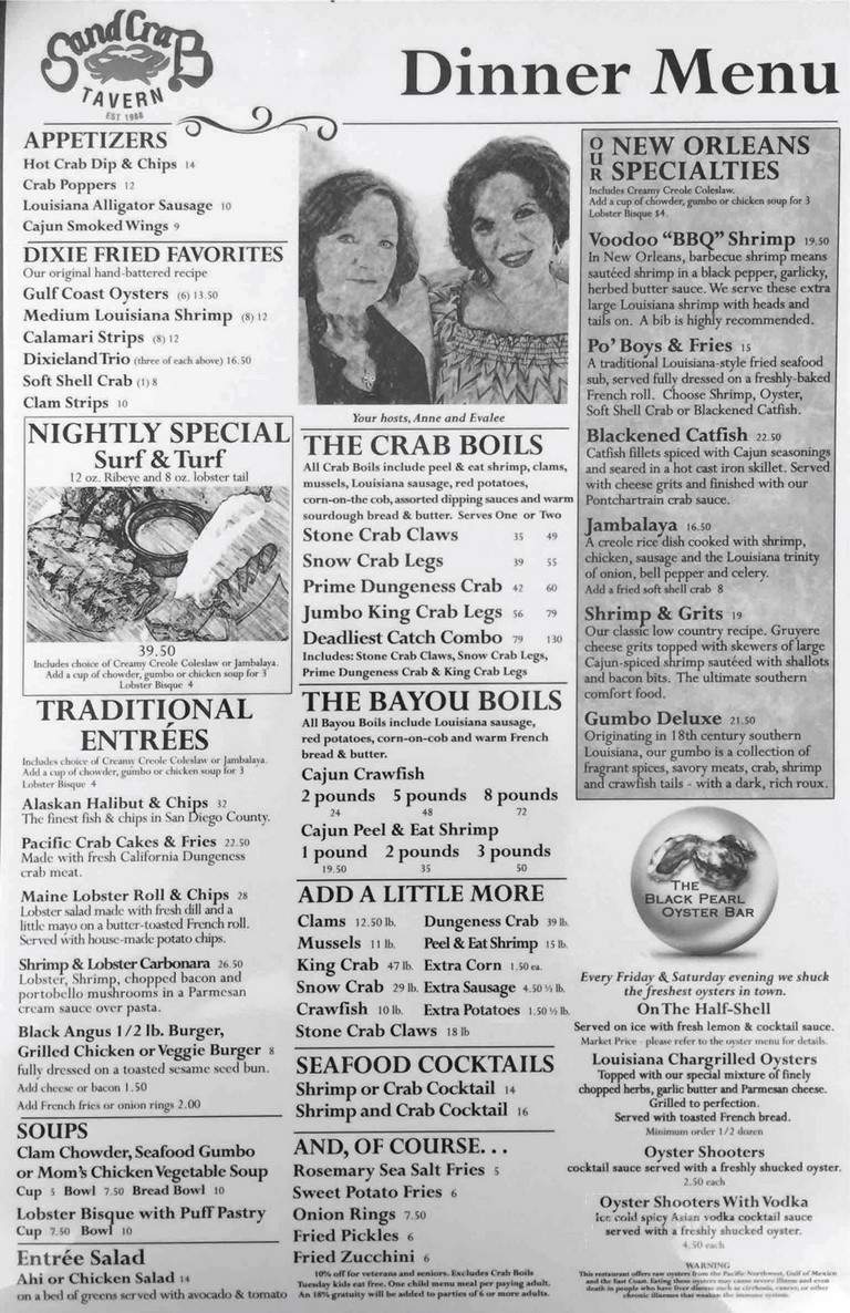 Sandcrab Cafe - Escondido, CA menu_pic