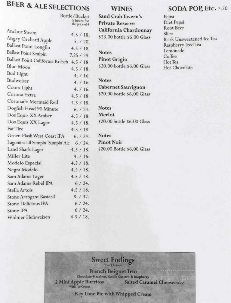Sandcrab Cafe - Escondido, CA menu_pic