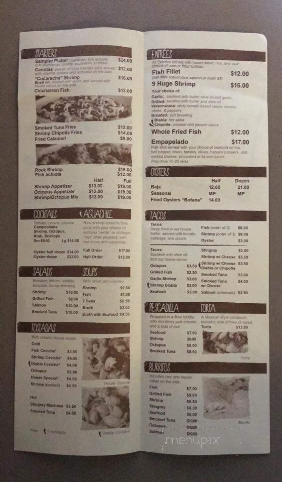 Tijuana Oyster Bar - Bonita, CA menu_pic