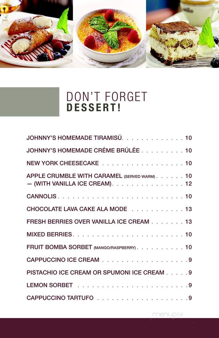 Johnny Costa's Ristorante - Palm Springs, CA menu_pic