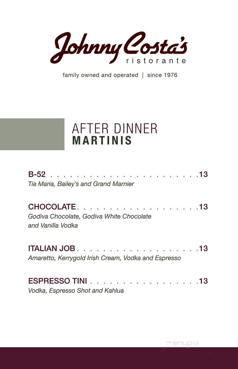 Johnny Costa's Ristorante - Palm Springs, CA menu_pic