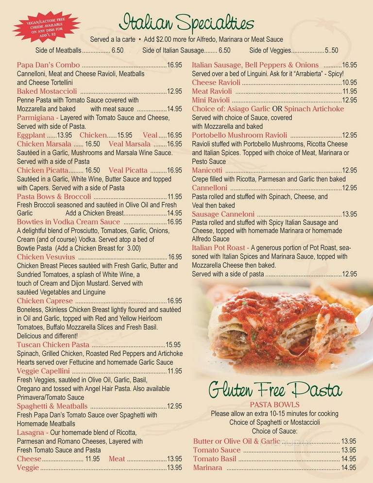Papa Dan's Pizza & Pasta - Palm Desert, CA menu_pic